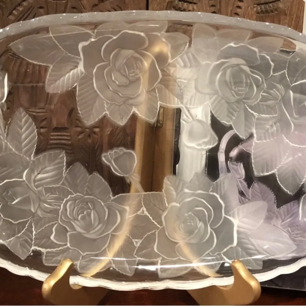 Vntg Studio Nova Winter Rose Hors D'Oeuvre Oblong Serving Plate
